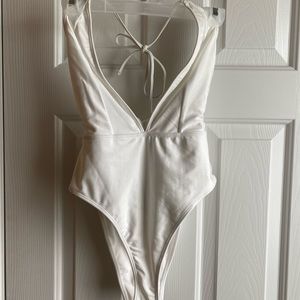 White low cut forever 21 bathingsuit.  Small.  NWT